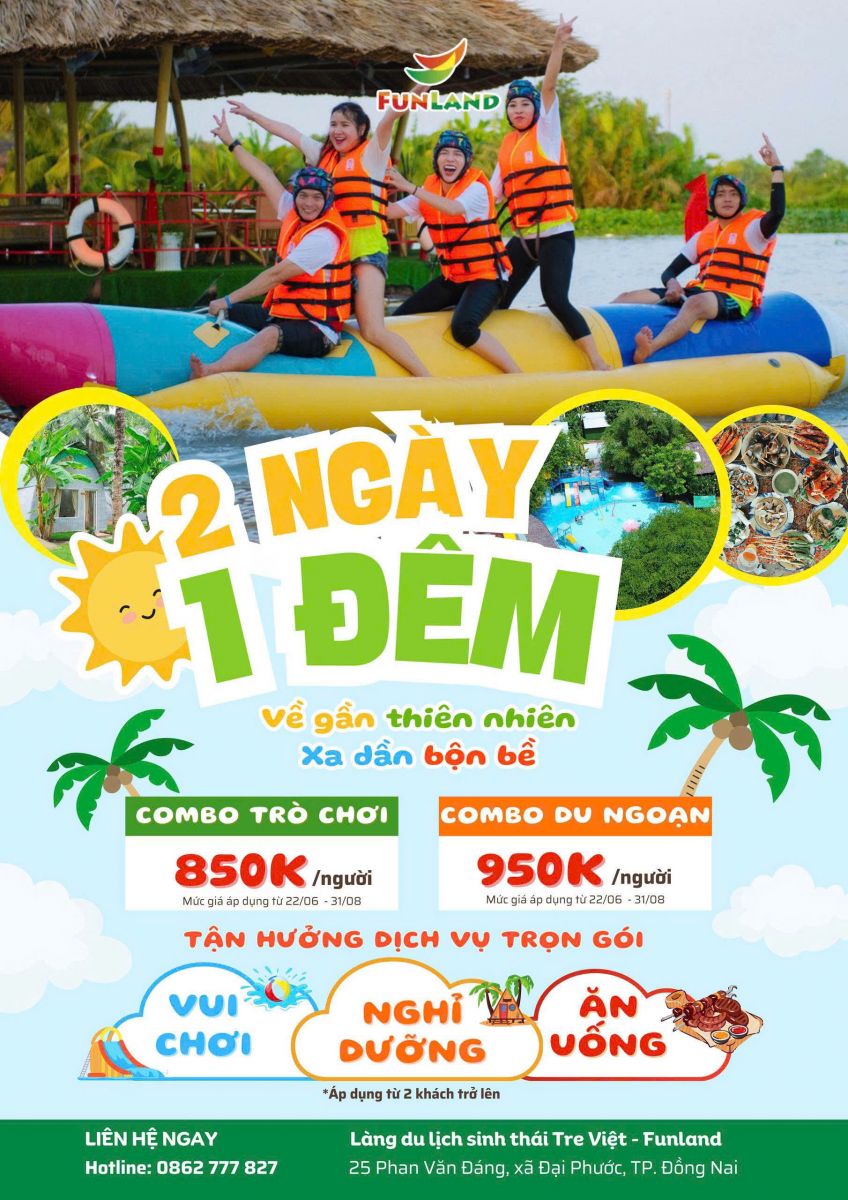 Bảng giá combo 2 ngày 1 đêm tại Làng du lịch sinh thái Tre Việt